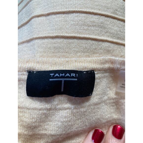 Tahari Off White Short Sleeve Sweater, Size L - Picture 4 of 7